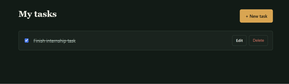 React frontend task list showing tasks with checkboxes